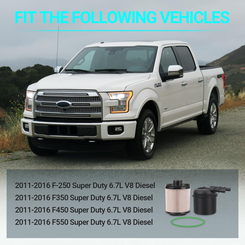 MNJWS 6.7 Fuel Filter - Compatible with 2011-2016 Ford F-250 F-350 F-450 F-550 Super Duty 6.7L V8 Diesel - Replace FD-4615 BC3Z-9N184-B - 5 Micron Fuel Filter Water Separator Kit - Image 2